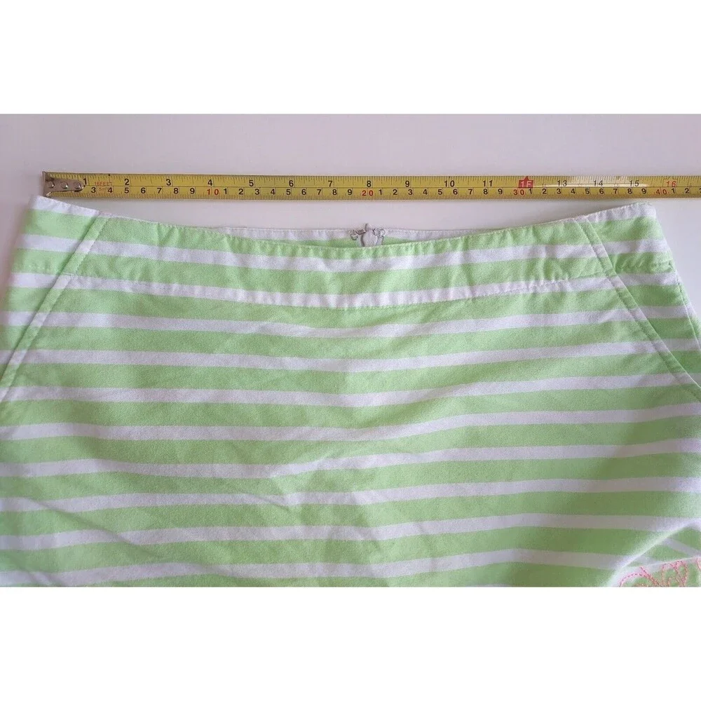 Lady Hagan Lime Green & White Striped Golf Skort W/Pink Embroidery Size 8